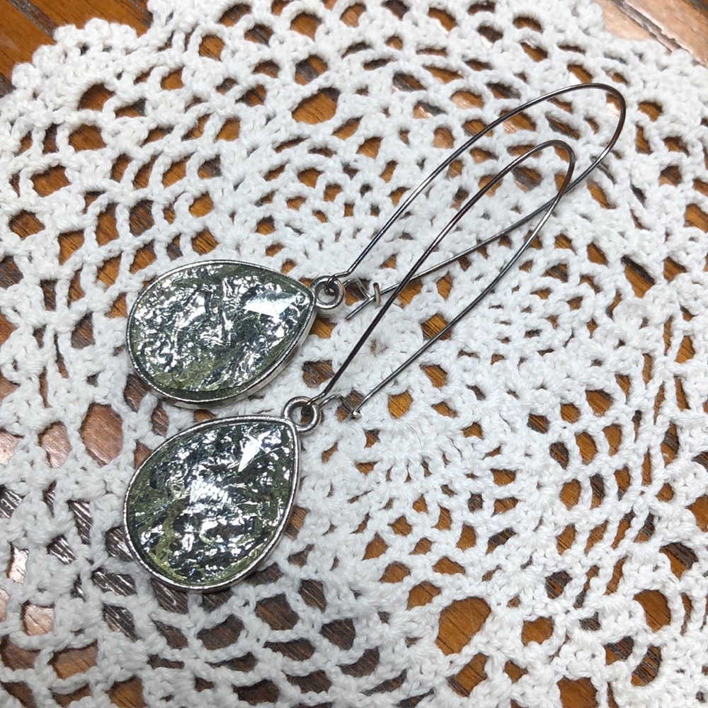 Light Green Foiled Dangle Earrings